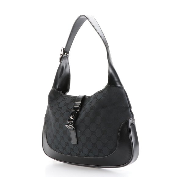 Gucci Medium Jackie Hobo Bag in Black GG Canvas and Leather - Picture 2 of 5